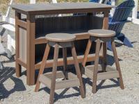 Poly Bar and Bar Stools in woodgrain color premium poly lumber