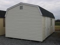 Pine Creek 12x20 HD Dutch Barn Barn with Classic Sand walls, White trim and, Charcoal shingles