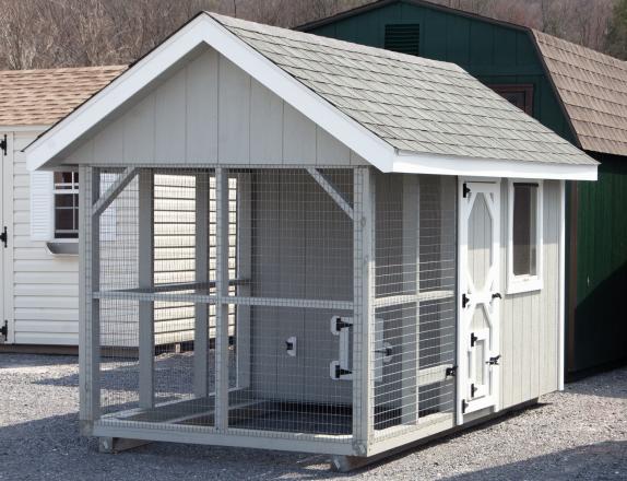 6x12 King Coop Style Chicken Coop with Grey Siding and White Trim